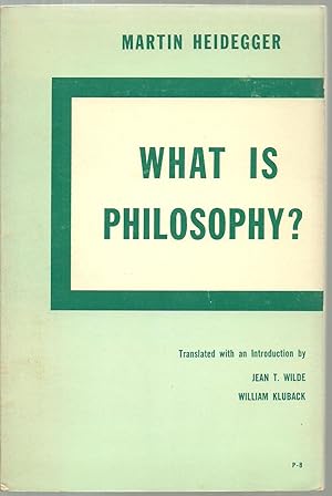 Bild des Verkufers fr What is Philosophy? A Bi-Lingual edition. zum Verkauf von Sabra Books