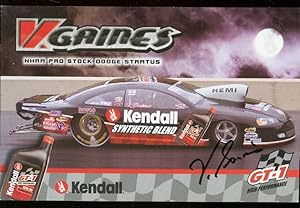 V GAINES SIGNED NHRA FAN CARD-2005-DODGE STRATUS PRO ST FN