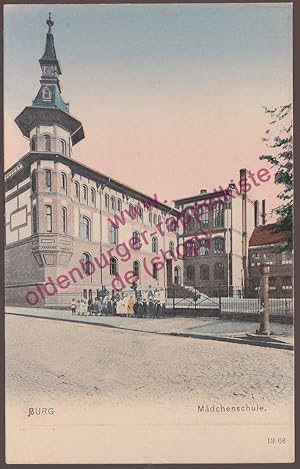 AK Mädchenschule Burg ( bei Magdeburg ) 1904 postcard carte postale