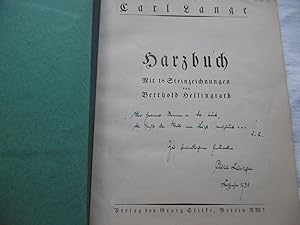 Harzbuch - Mit Witmung des Autors / Mit 18 Steinzeichnungen von Berthold Hellingrath