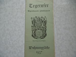 Tegernsee Alpenkurort / Südbayern - Wohnungsliste 1937