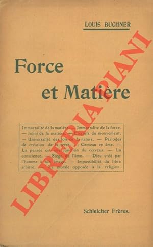 Immagine del venditore per Force et Matire o Principes de l'ordre naturel mis  la porte de tous. venduto da Libreria Piani