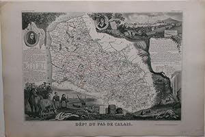 Dept. du Pas de Calais. Stahlstich aus Levasseur: Atlas National Illustre.