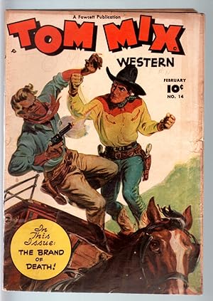 TOM MIX COMICS #14-1949-B WESTERN MOVIE-NORMAN SAUNDERS COVER-FAWCETT-RARE VG-