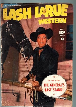 LASH LARUE WESTERN COMICS #9-1950-FAWCETT WESTERN COMIC-MOVIE PHOTO COVER-RARE G