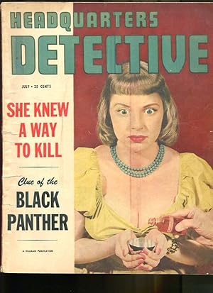HEADQUARTERS DETECTIVE JUL 1950-CRIME-PULP-MAGAZINE-BUSTY BABE WITH POISON G