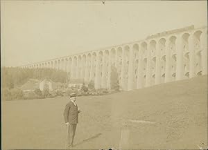 France, Viaduc du Chaumont sur la Suize, vu de l'amont rive droite