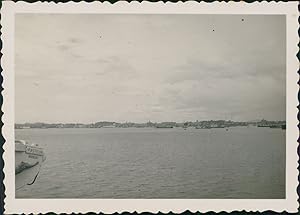 Singapour, Singapore, Vue depuis le bord du "Pasteur", 1949