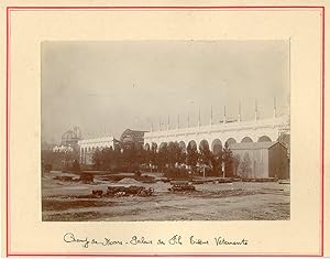 Paris, Exposition Universelle de 1900 pendant la construction. Champ de Mars. Palais des Fils, Ti...