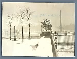 France, Paris, Place de la Concorde & l'Obélisque sous la neige