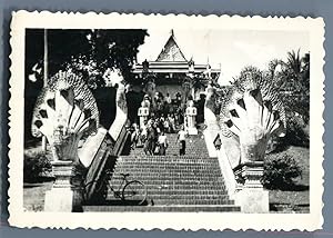 Cambodge, Phnom Penh, Escalier du temple du Phnom