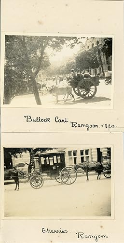 Burma, Rangoon, Bullock Cart and Gharries