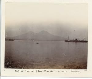 Italy, Naples Harbour & Bay, Vesuvius in distance from SS. Oruba