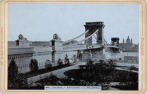 Stengel & Co., Hungary, Budapest, Lanczhild - Kettenbrücke von Ofen gesehen