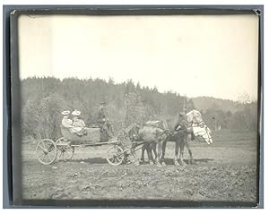 Norvège, Groupe dans une calèche à 3 chevaux