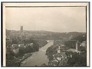 Suisse, Fribourg, Panorama avec le Pont de Gottéron