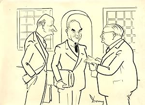 Caricature de M.Schumann, Dean Acheson et Bevin