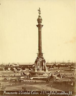 Seller image for Escudillers. Espagne, Barcelone, monumento  Cristobal Colon for sale by photovintagefrance