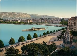 Lac Léman. Genève. Le Monument Brunswick et vue vers la ville. (2 vues)