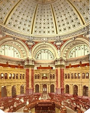 District of Colombia. Washington. Library of Congress. Reading Room in Rotunda. Détroit Photograp...