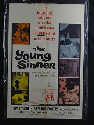 YOUNG SINNER-1965-G/VG-ONE SHEET-DRAMA-TOM LAUGHLIN-STEPHANIE POWERS-JAMES G/VG