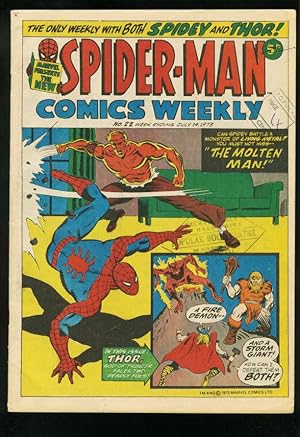 SPIDER-MAN COMICS WEEKLY #22 1973-STEVE DITKO-JACK KIRBY-BRITISH-MOLTEN MAN FN