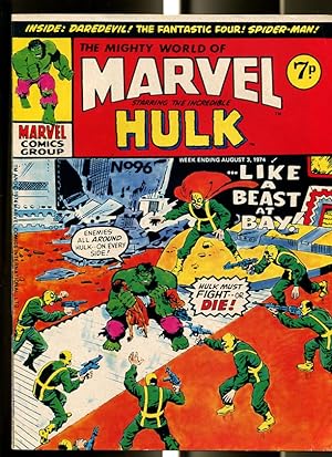MIGHTY WORLD OF MARVEL #96 1974-HULK-SPIDER-MAN-IRON MAN-KIRBY-UK COMIC FN