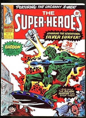 SUPER HEROES #3 1975-XMEN-SILVER SURFER-BUSCEMA-UK COMIC FN