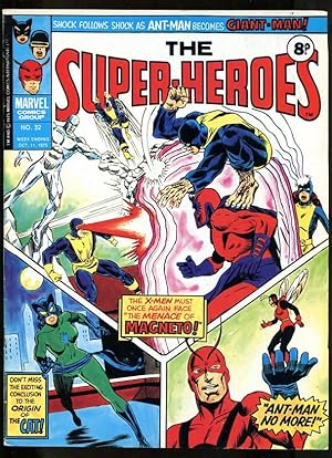 SUPER HEROES #32 1975-XMEN-ANT-MAN-CAT-KIRBY-UK COMIC FN