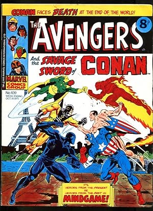 Bild des Verkufers fr AVENGERS #109 1975-HAWKEYE-MASTER OF KUNG FU-CAPTAIN AMERICA-KIRBY-UK COMIC FN zum Verkauf von DTA Collectibles