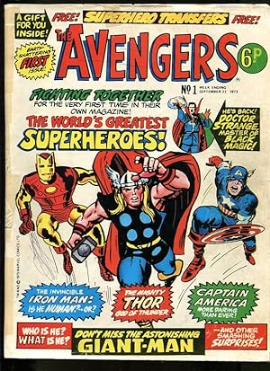 Avengers#1 1973-Dr Strange Origin-Captain America-UK comic VG