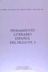 Bild des Verkufers fr Pensamiento literario espaol del siglo XX, 3 zum Verkauf von AG Library