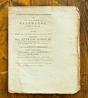 Dissertatio philologico theologica de vi vocabuli pneumatos (graece) 1. Petr. 3,18.