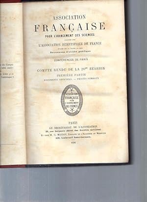 Conférences de Paris. Compte-Rendu de la 20ème Session. Marseille. 1891. Première Partie : Docume...