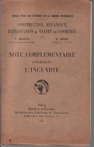 Note complémentaire concernant l'incendie ( marine marchande )