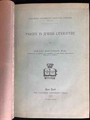 Image du vendeur pour PARODY IN JEWISH LITERATURE mis en vente par Dan Wyman Books, LLC