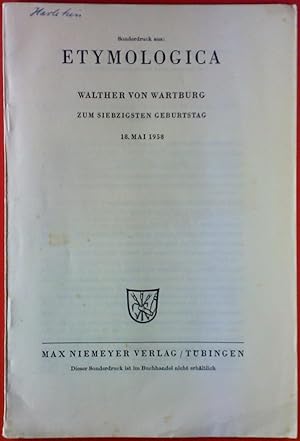 Imagen del vendedor de Sonderdruck aus Etymologica. Walther von Wartburg zum siebzigsten Geburtstag. A Propos Des Articles Hara Et Herke-King Du Few. a la venta por biblion2