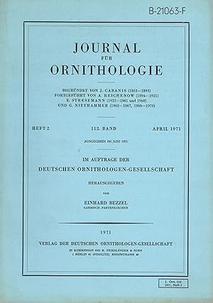 Seller image for Journal fr Ornithologie 112.Band 1971 Heft 2 (1 Heft) for sale by Clivia Mueller