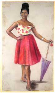 Creole Woman Leaning On an Umbrella.