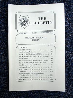 Seller image for The Bulletin. No 135. 1984. The Military Historical Society. for sale by Tony Hutchinson