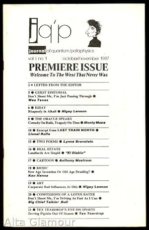 Bild des Verkufers fr JQ'P JOURNAL OF QUANTUM 'PATAPHYSICS; Premiere Issue Vol. 1, No. 1; October/November 1987 zum Verkauf von Alta-Glamour Inc.
