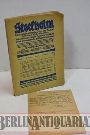 Imagen del vendedor de Stockholm. International Review for the Social Activities of the Churches. Internationale sozial-kirchliche Zeitschrift. Revue Internationale de Christianisme social. a la venta por BerlinAntiquariat, Karl-Heinz Than