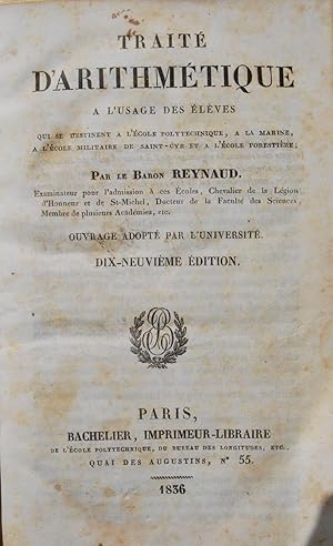 Traité d'arithmétique à l'usage des élèves.