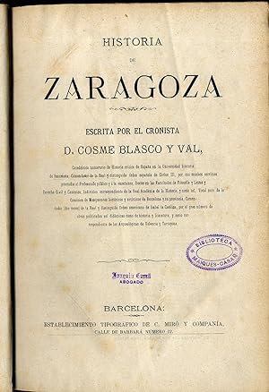 Image du vendeur pour HISTORIA DE ZARAGOZA mis en vente par Librera Maxtor
