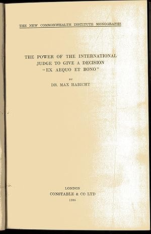 Imagen del vendedor de THE POWER OF THE INTERNATIONAQL JUDGE TO GIVE A DECISION "EX AEQUO ET BONO" a la venta por Librera Maxtor