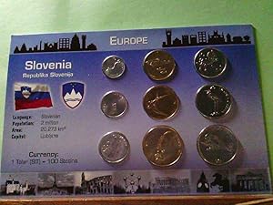 Slovenia, Kursmünzensatz mit 9 Münzen, 10, 20 und 50 Stotins, 1, 2, 5, 10, 20 und 50 Tolars.