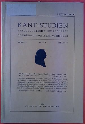 Imagen del vendedor de Kant-Studien. Philosophische Zeitschrift. Begrndet von Hans Vaihinger. Band 46. Heft 4. 1954/1955. Sonderdruck. a la venta por biblion2