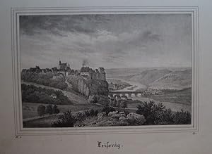 Leisnig. Original Lithographie 19. Jh. aus Saxonia um 1840.