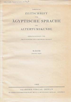 Bild des Verkufers fr  propos de l'inscription de Mry-Aa (Urk. I, 267, 11). (Zeitschrift fr gyptische Sprache und Altertumskunde ZS). zum Verkauf von Librarium of The Hague