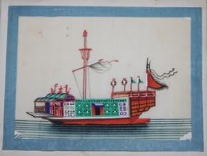 Album of a Dozen Chinese Watercolors of Ships and Boats on Pith Paper